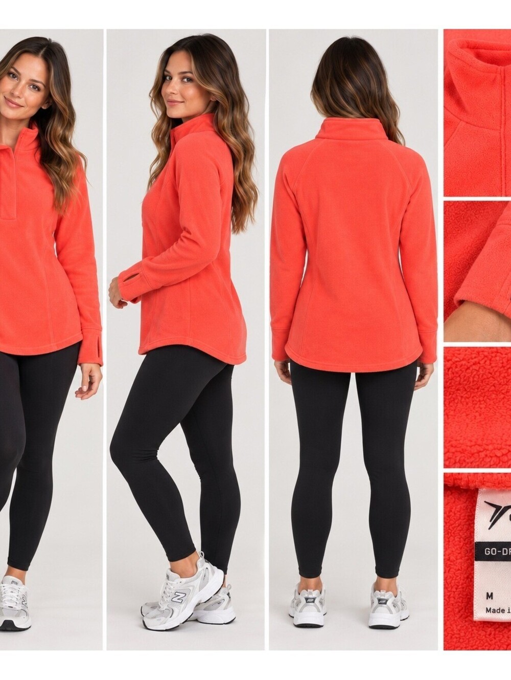 Old Navy Active Coral Fleece Quarter Zip Pullover Sweatshirt